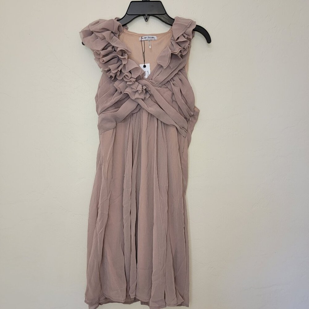 Oh My Julian Mini Dress Ruffle Front Prom/Bridesmaid Dress, Y2K NWT Blush Medium